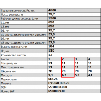 2 лист ресс Hyundai 701117HD120-2912102 зад ЧМЗ, 690004561