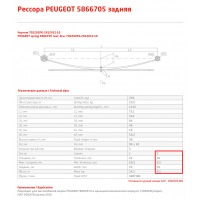 2 лист ресс Пежо 702202PG-2912102-10 зад прямой ЧМЗ, 690003568